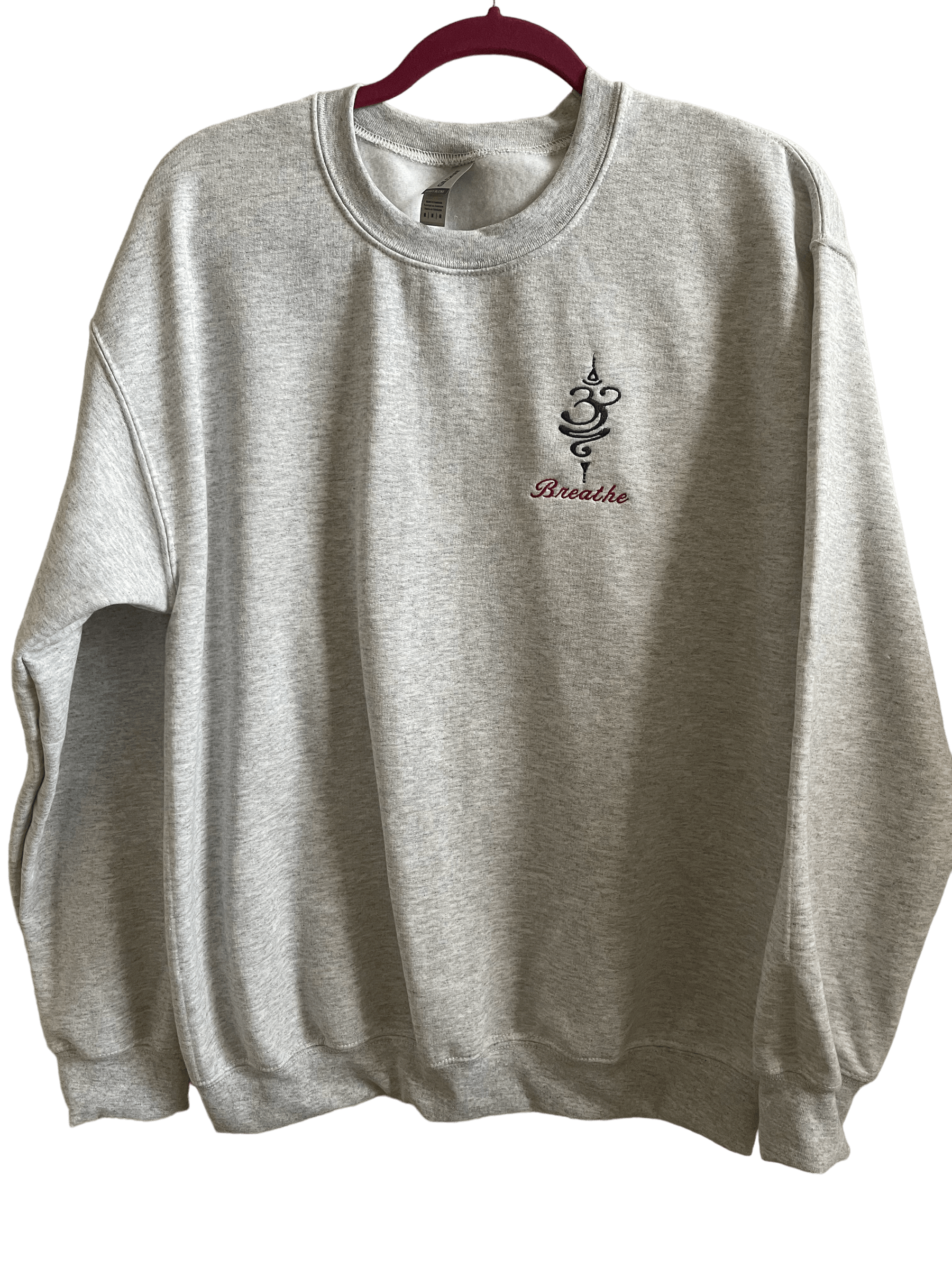 Breathe Grey Cotton Crewneck Embroidered Sweatshirt, cozy and stylish.
