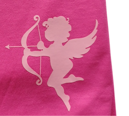 Cupid pink short sleeve youth t-shirt with cupid graphic design