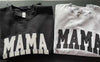 Embroidered "MAMA" cotton crewneck sweatshirts in grey and black.