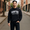 Crewneck Bonfire sweatshirt in black, comfortable cotton blend.