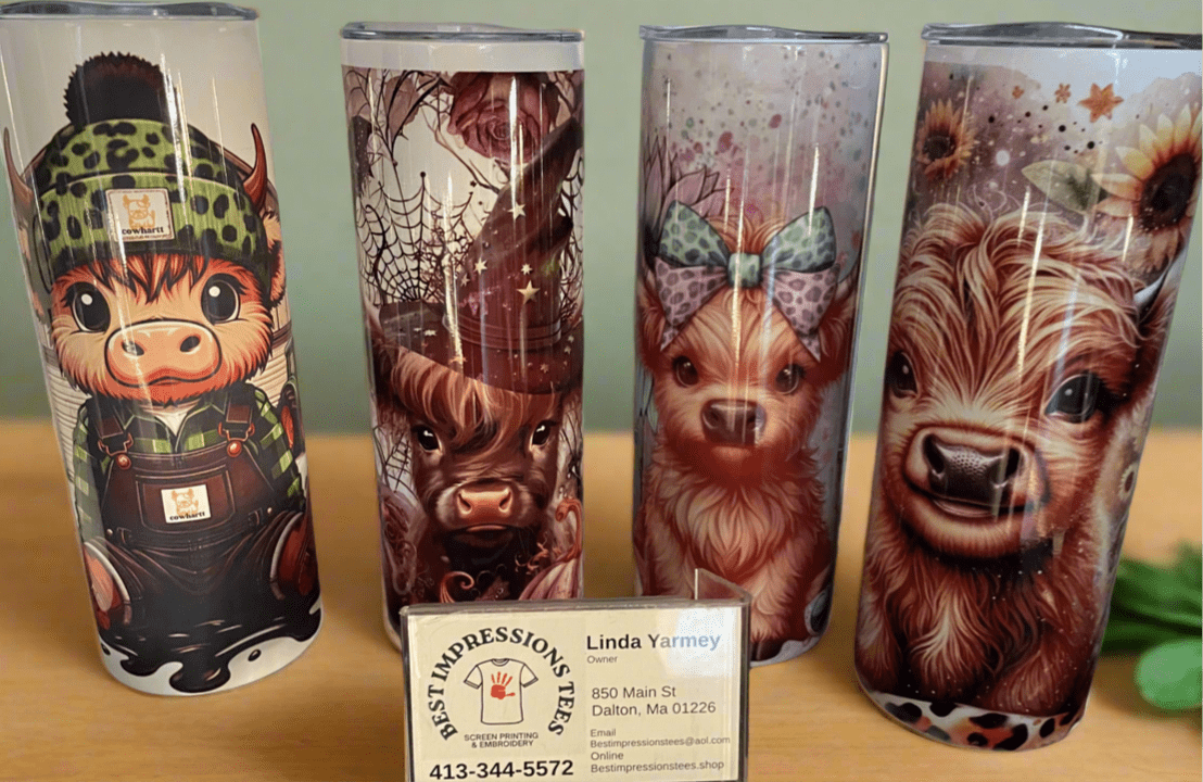 Double wall tumblers with animal and nature designs, stainless steel, insulated and leak-proof drinkware.