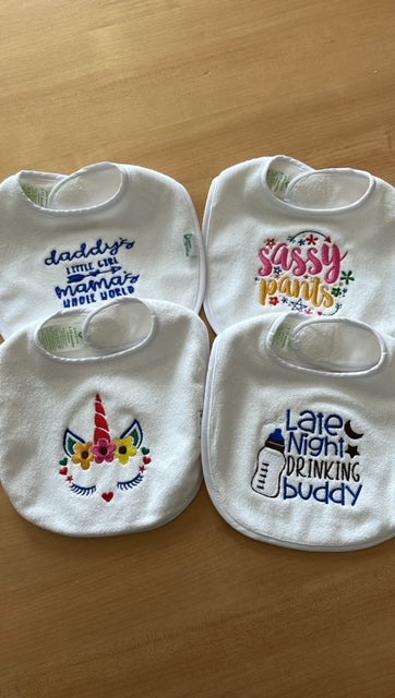 BABY BIBS.                                                      Makes great Baby Shower gifts!