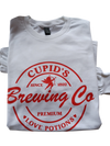 Long sleeve cotton teeshirt with Cupid's Brewing Company design.