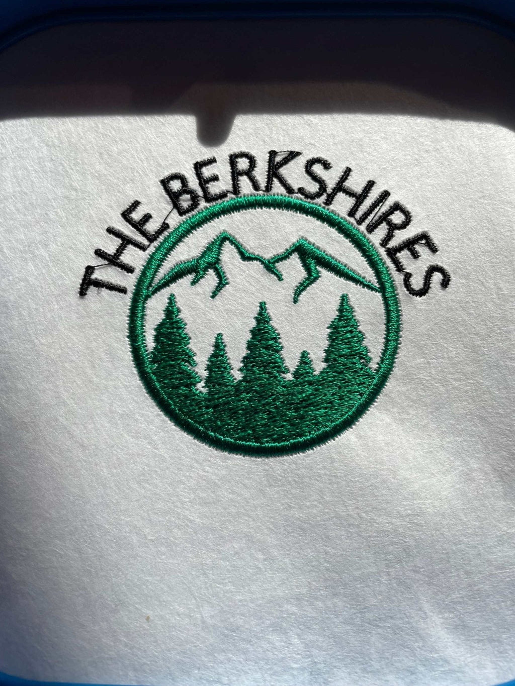 The Berkshires embroidered logo with mountains and trees on cotton baseball hat